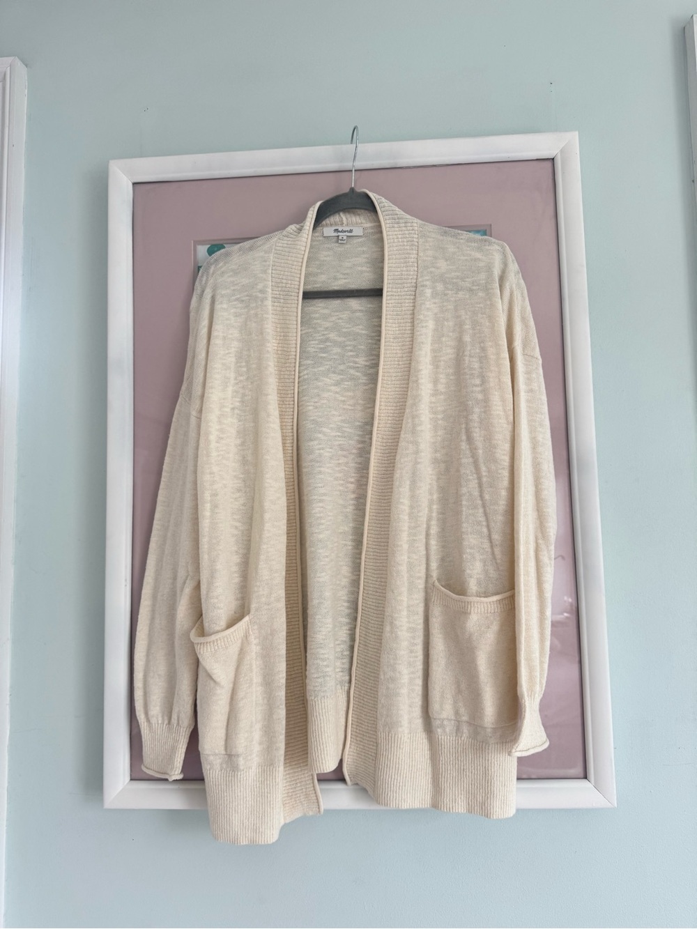 Madewell Cream Open-Front Pocket Cardigan